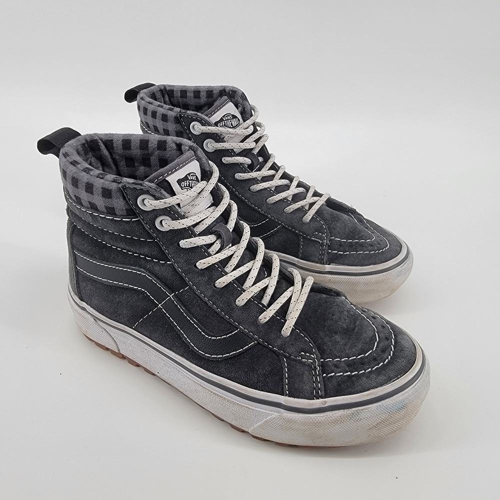 Vans Sk8-Hi MTE-1 Sneakers Mens 3.5 Womens 5 Grey Plaid Suede Weatherproof
